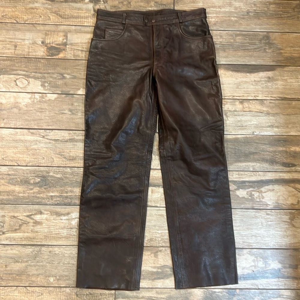 Men's Brown Leather Pants